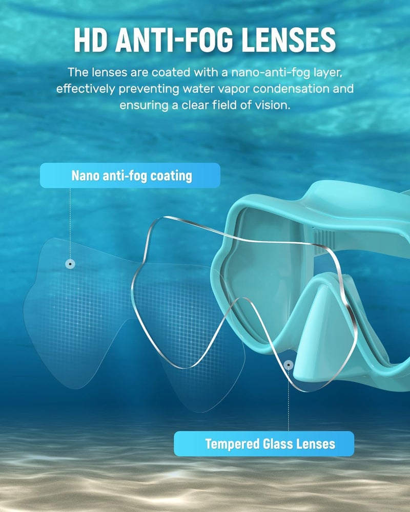 W WSTOO WSTOO Frameless Swim Goggles with Nose Cover for Adults, Panoramic Anti-Glare & Anti-Fog Tempered Glass Lenses, and Perfect Seal Food-Grade Silicone Skirt, Suitable for Snorkelling and Diving - Image 2